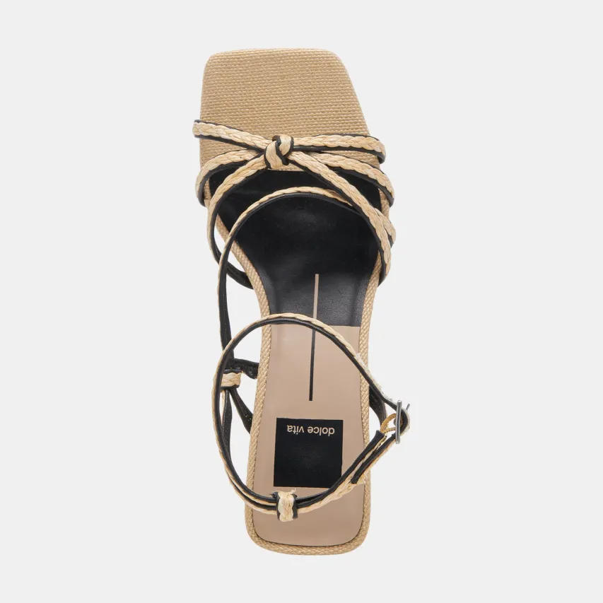 BEV BRAID WIDE HEELS BLACK NATURAL JUTE^Dolce Vita Discount