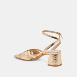 BLAKLY HEELS GOLD DISTRESSED LEATHER^Dolce Vita New