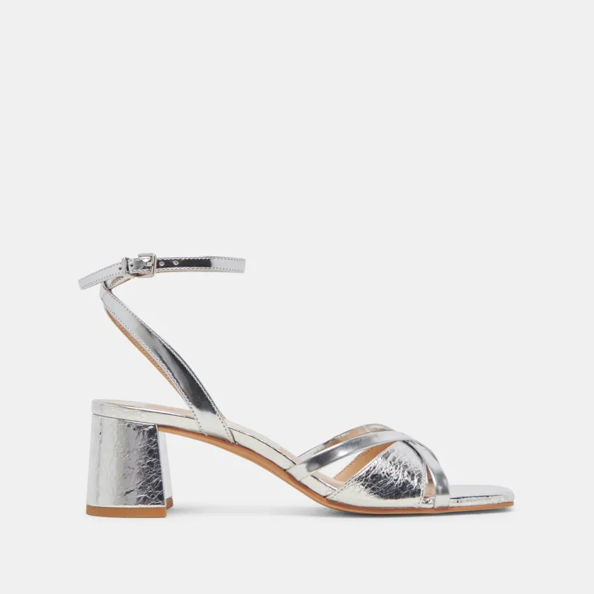 BLAKLY HEELS SILVER DISTRESSED LEATHER^Dolce Vita New