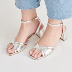 BLAKLY HEELS SILVER DISTRESSED LEATHER^Dolce Vita New