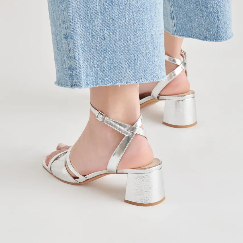 BLAKLY HEELS SILVER DISTRESSED LEATHER^Dolce Vita New