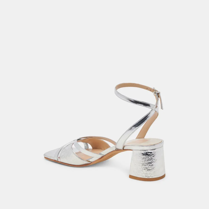 BLAKLY HEELS SILVER DISTRESSED LEATHER^Dolce Vita New