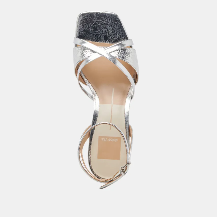 BLAKLY HEELS SILVER DISTRESSED LEATHER^Dolce Vita New