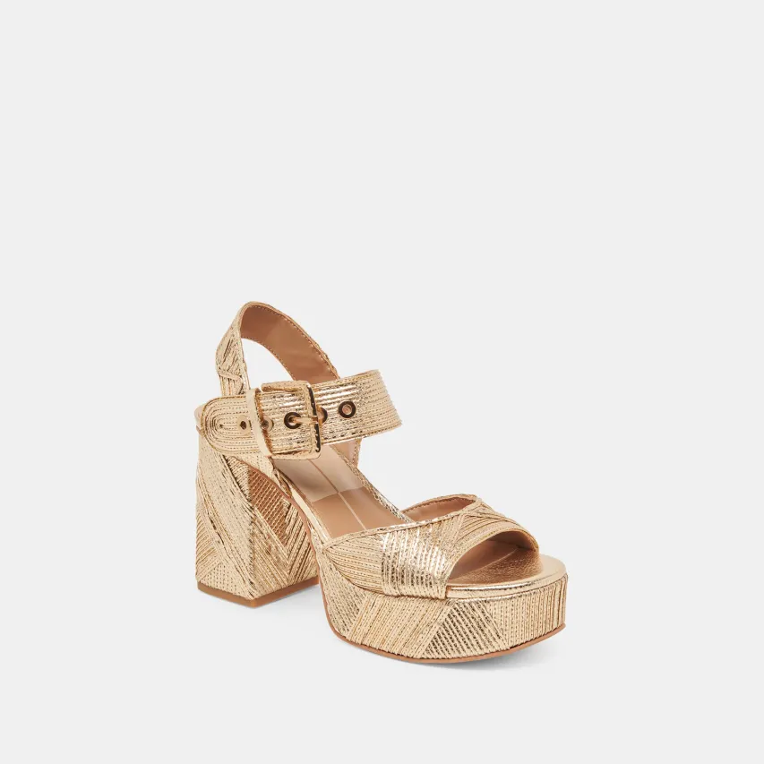 BOBBY DECO HEELS GOLD WOVEN STELLA^Dolce Vita Best