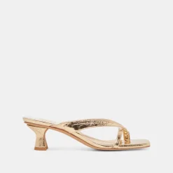 BREVEL HEELS GOLD DISTRESSED LEATHER^Dolce Vita Hot