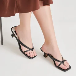 BREVEL HEELS ONYX LEATHER^Dolce Vita Online