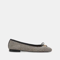 CACY BALLET FLATS WHITE BLACK RAFFIA^Dolce Vita Online