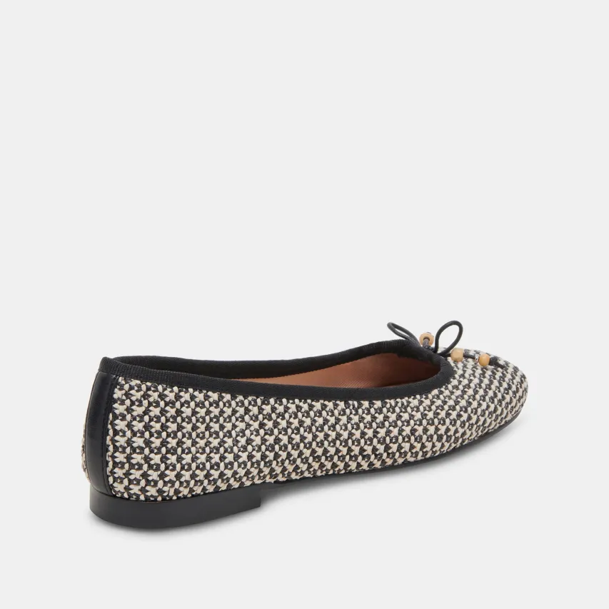 CACY BALLET FLATS WHITE BLACK RAFFIA^Dolce Vita Online