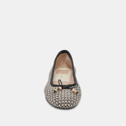 CACY BALLET FLATS WHITE BLACK RAFFIA^Dolce Vita Online