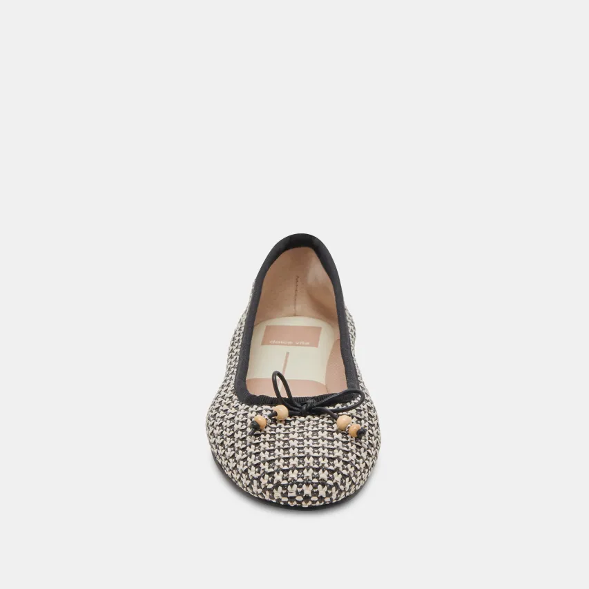CACY BALLET FLATS WHITE BLACK RAFFIA^Dolce Vita Online