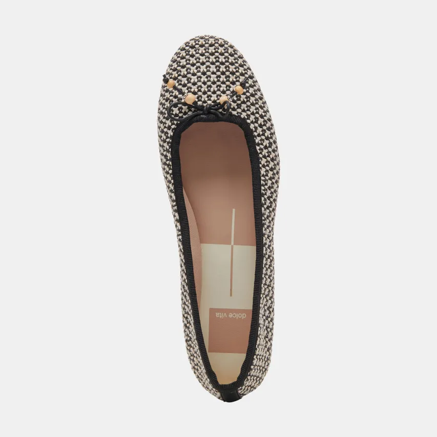 CACY BALLET FLATS WHITE BLACK RAFFIA^Dolce Vita Online