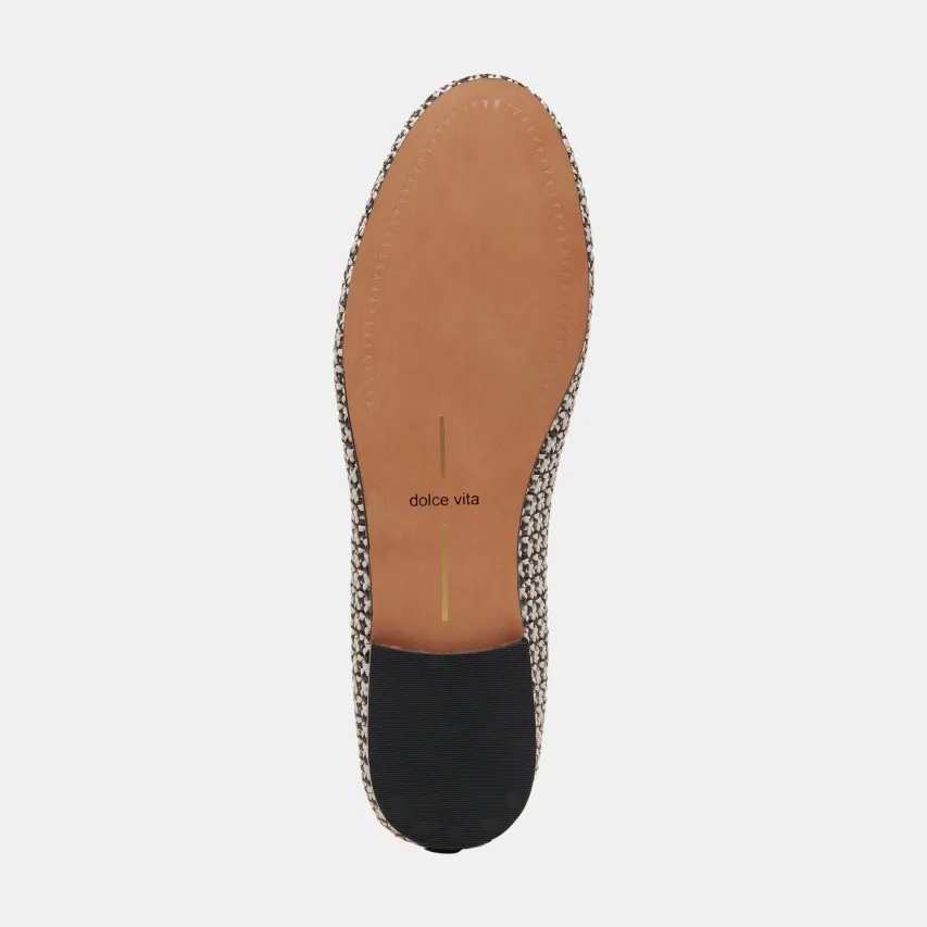CACY BALLET FLATS WHITE BLACK RAFFIA^Dolce Vita Online