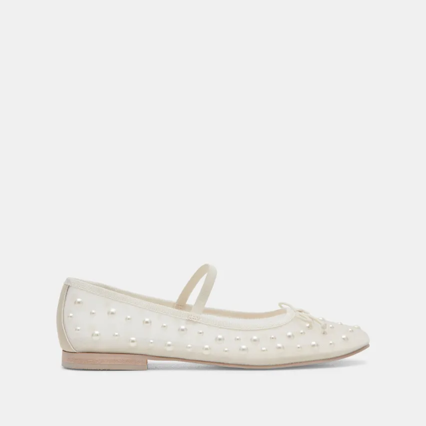 CADEL PEARL BALLET FLATS IVORY MESH^Dolce Vita Best