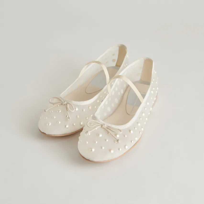 CADEL PEARL BALLET FLATS IVORY MESH^Dolce Vita Best
