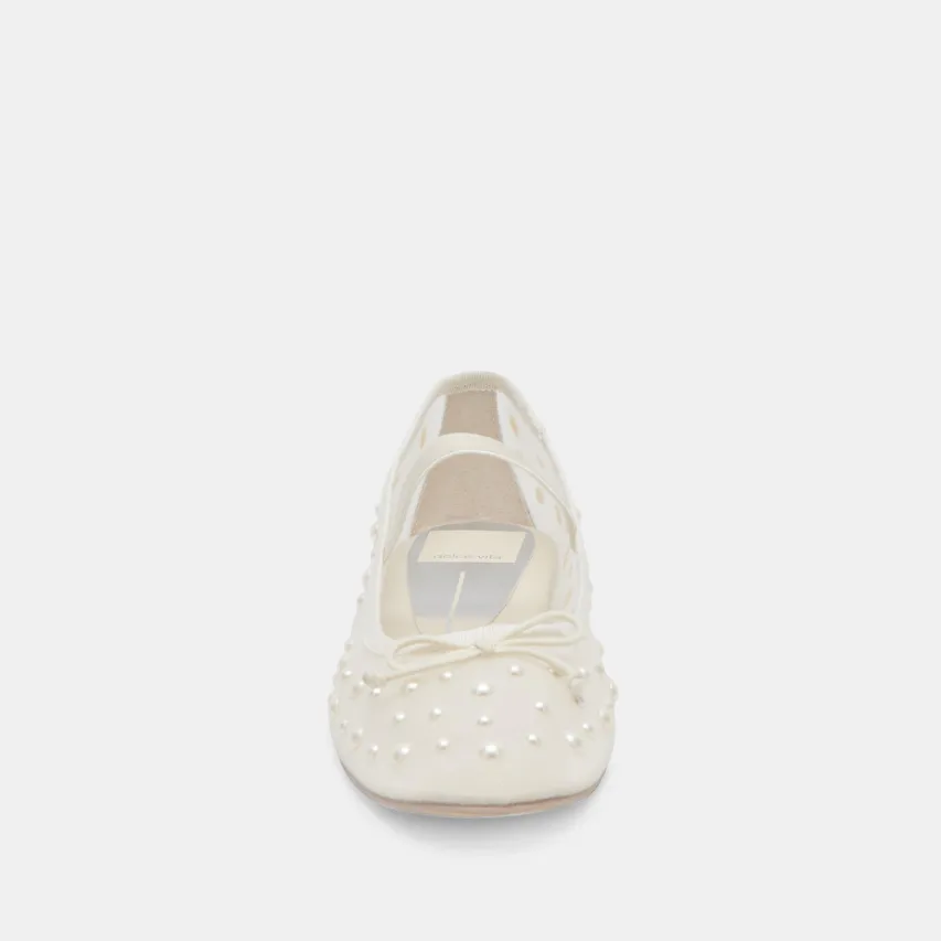 CADEL PEARL BALLET FLATS IVORY MESH^Dolce Vita Best