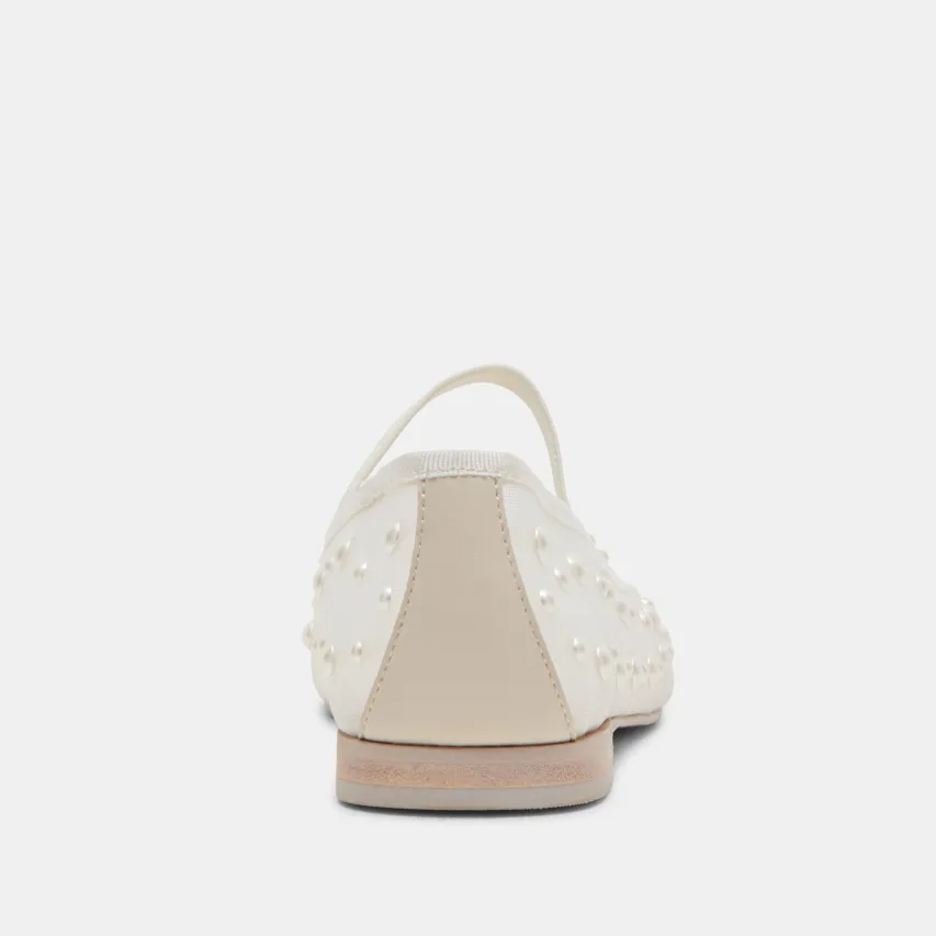 CADEL PEARL BALLET FLATS IVORY MESH^Dolce Vita Best