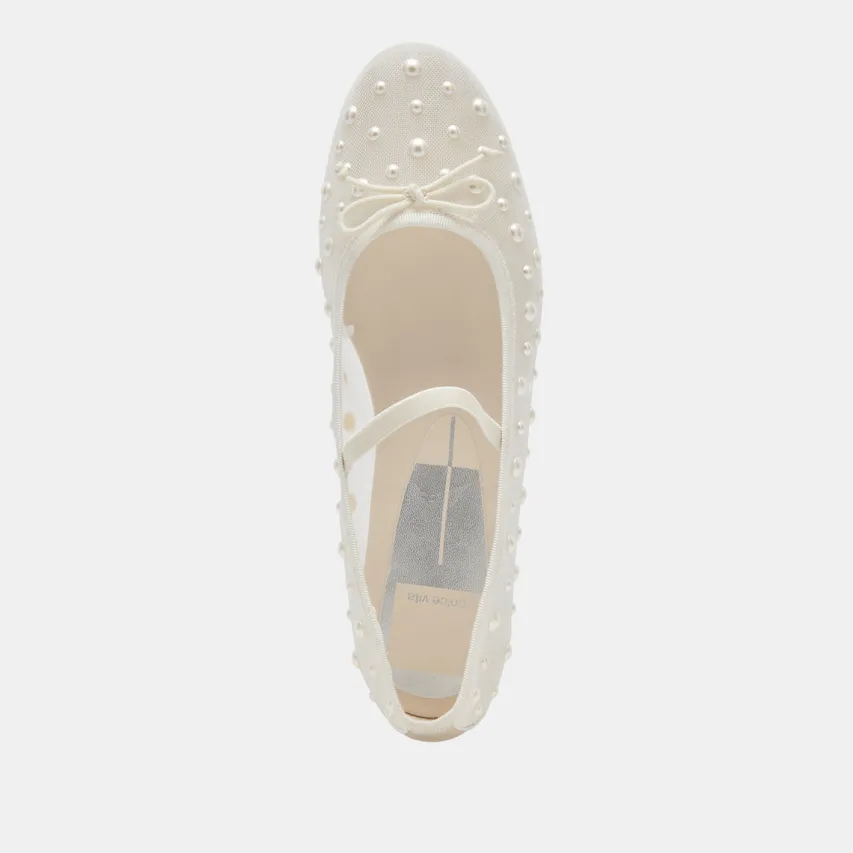 CADEL PEARL BALLET FLATS IVORY MESH^Dolce Vita Best