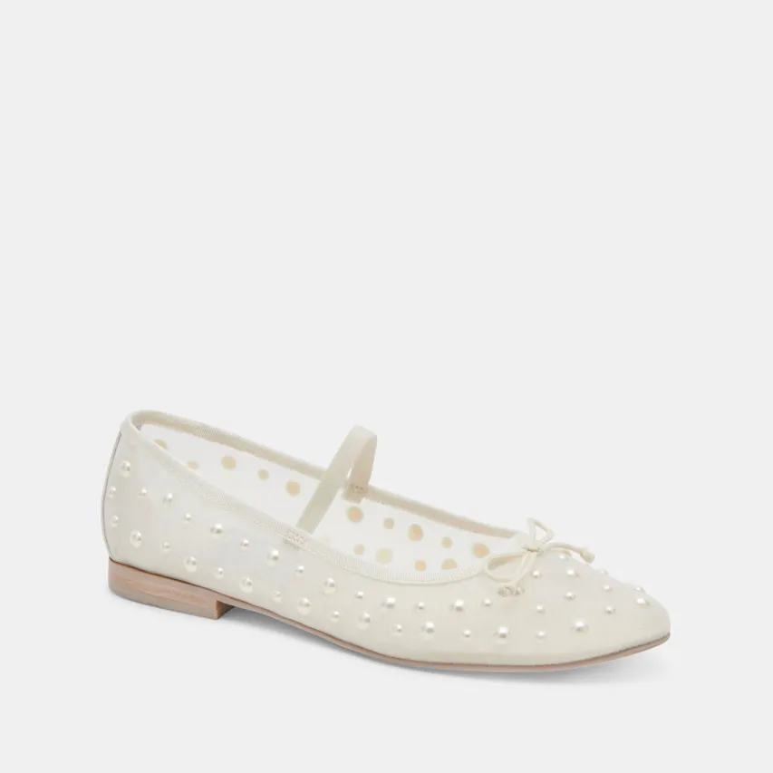 CADEL PEARL BALLET FLATS IVORY MESH^Dolce Vita Best