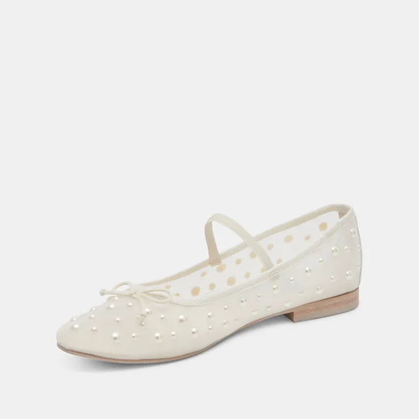 CADEL PEARL BALLET FLATS IVORY MESH^Dolce Vita Best