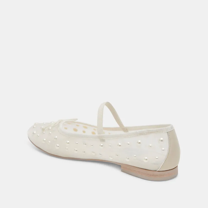 CADEL PEARL BALLET FLATS IVORY MESH^Dolce Vita Best