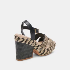 CALE HEELS BLACK NATURAL RAFFIA^Dolce Vita Outlet