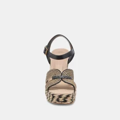 CALE HEELS BLACK NATURAL RAFFIA^Dolce Vita Outlet