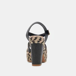 CALE HEELS BLACK NATURAL RAFFIA^Dolce Vita Outlet