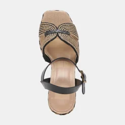 CALE HEELS BLACK NATURAL RAFFIA^Dolce Vita Outlet