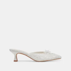 CAMILE WIDE HEELS WHITE FLORAL EYELET^Dolce Vita New