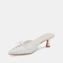 CAMILE WIDE HEELS WHITE FLORAL EYELET^Dolce Vita New