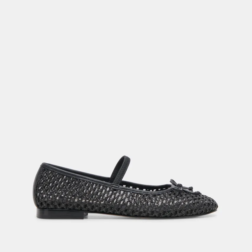 CARIN RAFFIA BALLET FLATS ONYX RAFFIA^Dolce Vita Fashion
