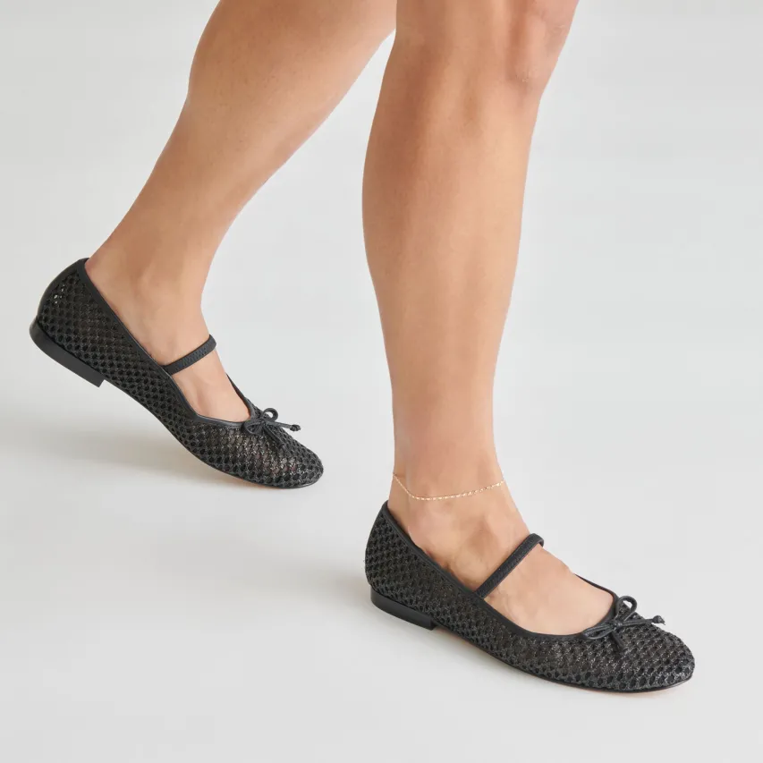 CARIN RAFFIA BALLET FLATS ONYX RAFFIA^Dolce Vita Fashion