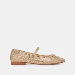CARIN RAFFIA BALLET FLATS GOLD RAFFIA^Dolce Vita Online