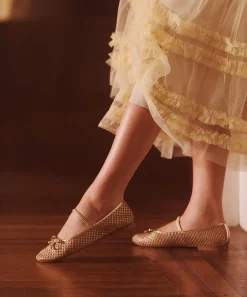 CARIN RAFFIA BALLET FLATS GOLD RAFFIA^Dolce Vita Online