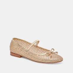 CARIN RAFFIA BALLET FLATS GOLD RAFFIA^Dolce Vita Online