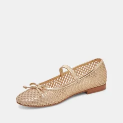 CARIN RAFFIA BALLET FLATS GOLD RAFFIA^Dolce Vita Online