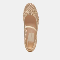 CARIN RAFFIA BALLET FLATS GOLD RAFFIA^Dolce Vita Online