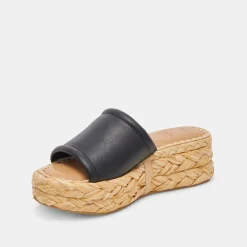 CHAVI WIDE SANDALS BLACK LEATHER^Dolce Vita Clearance
