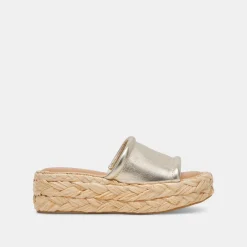 CHAVI WIDE SANDALS LIGHT GOLD METALLIC LEATHER^Dolce Vita New