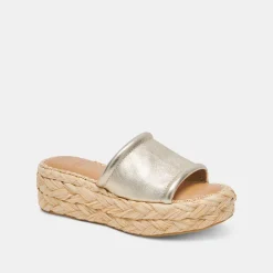 CHAVI WIDE SANDALS LIGHT GOLD METALLIC LEATHER^Dolce Vita New