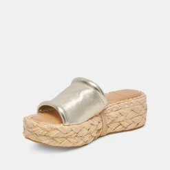 CHAVI WIDE SANDALS LIGHT GOLD METALLIC LEATHER^Dolce Vita New