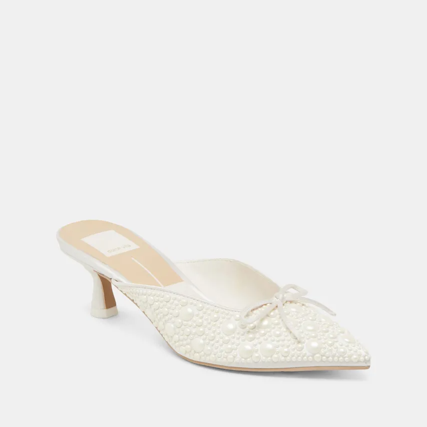 CLAYTN PEARL HEELS TRUE WHITE SATIN^Dolce Vita Hot