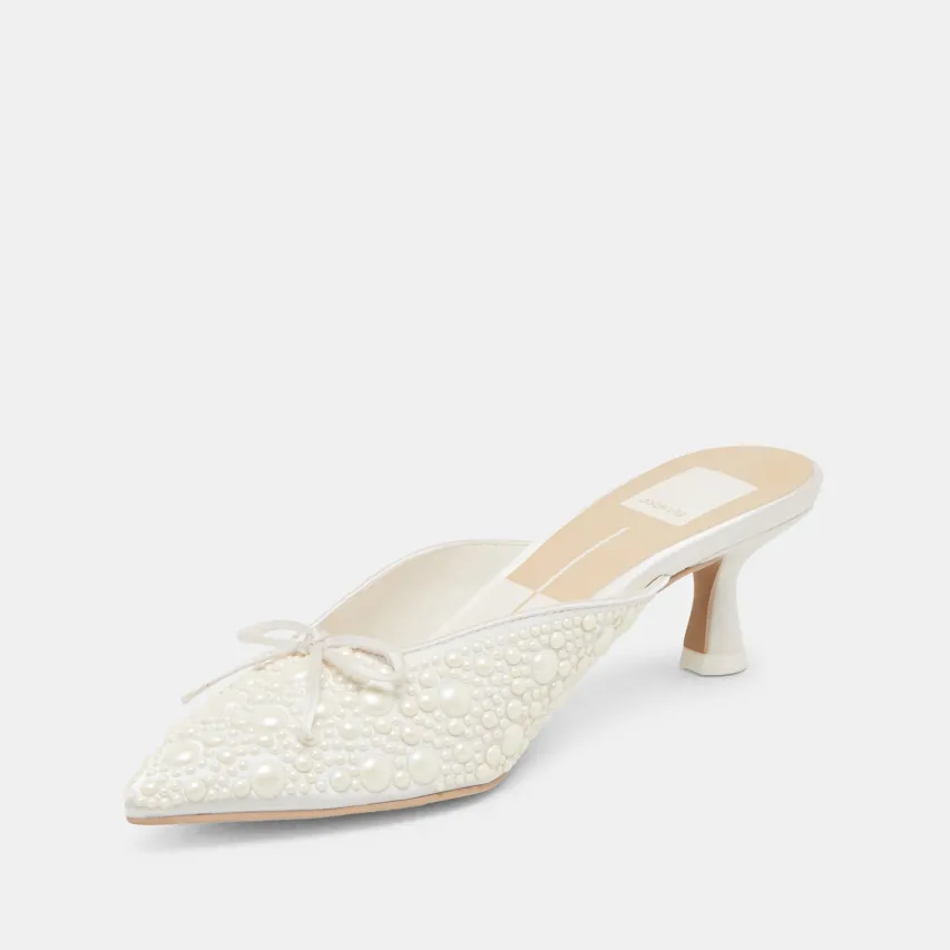 CLAYTN PEARL HEELS TRUE WHITE SATIN^Dolce Vita Hot