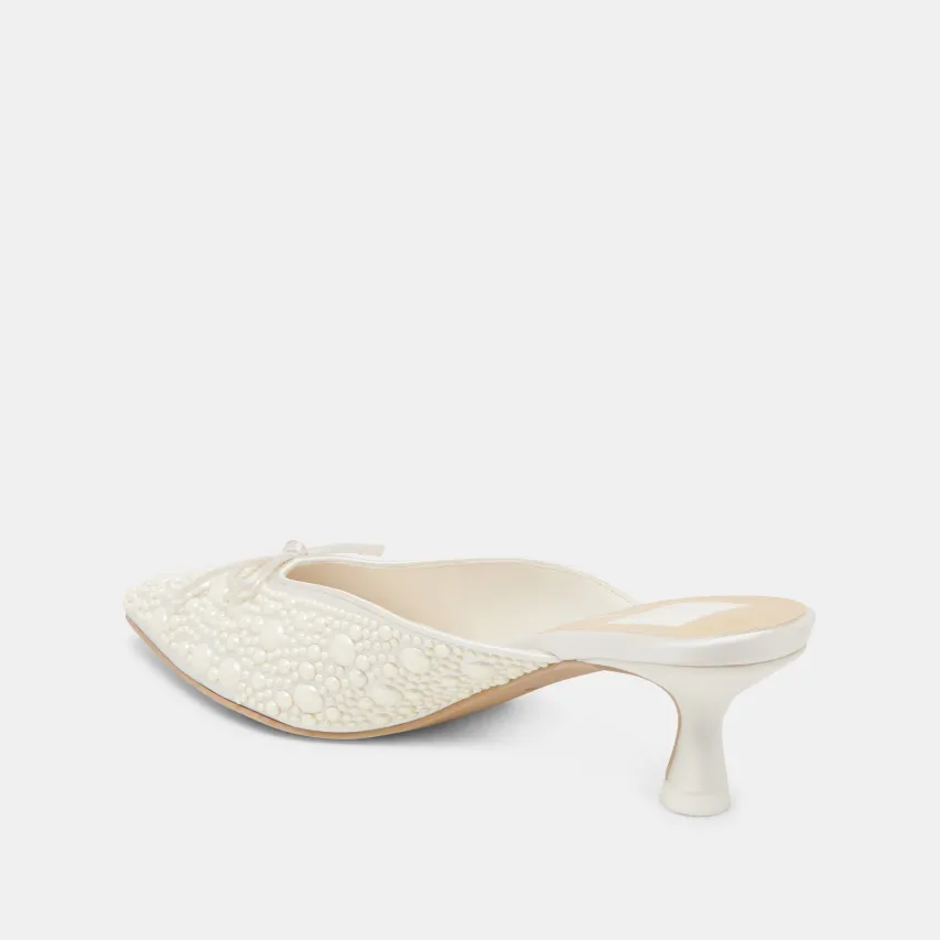 CLAYTN PEARL HEELS TRUE WHITE SATIN^Dolce Vita Hot