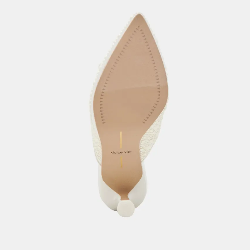CLAYTN PEARL HEELS TRUE WHITE SATIN^Dolce Vita Hot