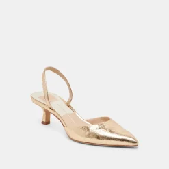 CORSA HEELS GOLD DISTRESSED LEATHER^Dolce Vita Fashion