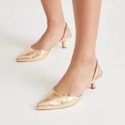 CORSA HEELS GOLD DISTRESSED LEATHER^Dolce Vita Fashion