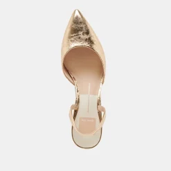 CORSA HEELS GOLD DISTRESSED LEATHER^Dolce Vita Fashion