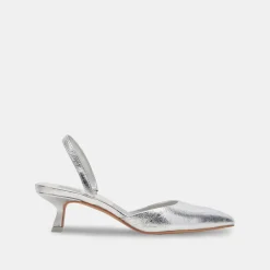 CORSA HEELS SILVER CRACKLED LEATHER^Dolce Vita Fashion