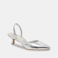 CORSA HEELS SILVER CRACKLED LEATHER^Dolce Vita Fashion